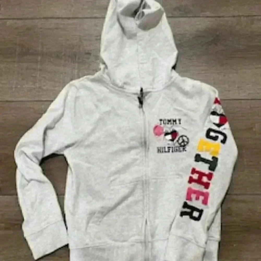 Tommy Hilfiger Full Zip Up Hoodie‎ Sweatshirt Boys Sz Medium 8/10
